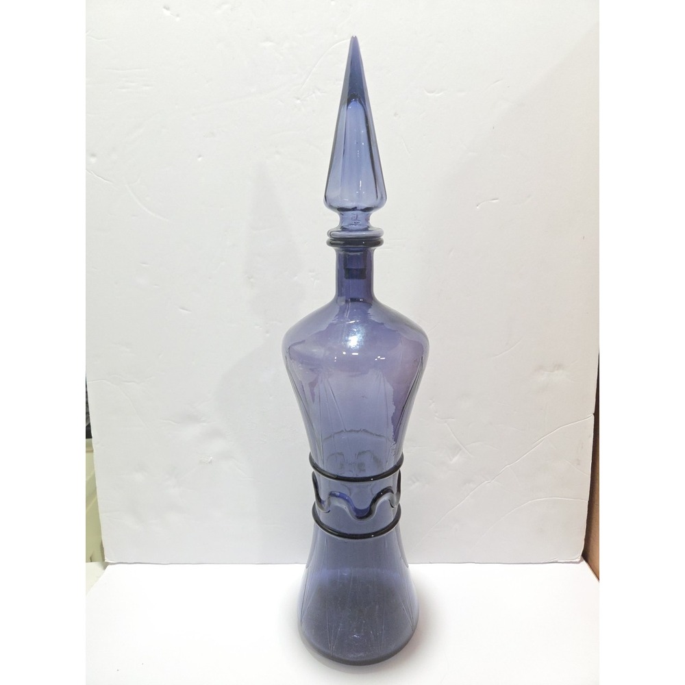 HTF Vintage MCM Empoli 19.25" Lilac Hour Glass Genie Bottle Decanter W/Stopper
